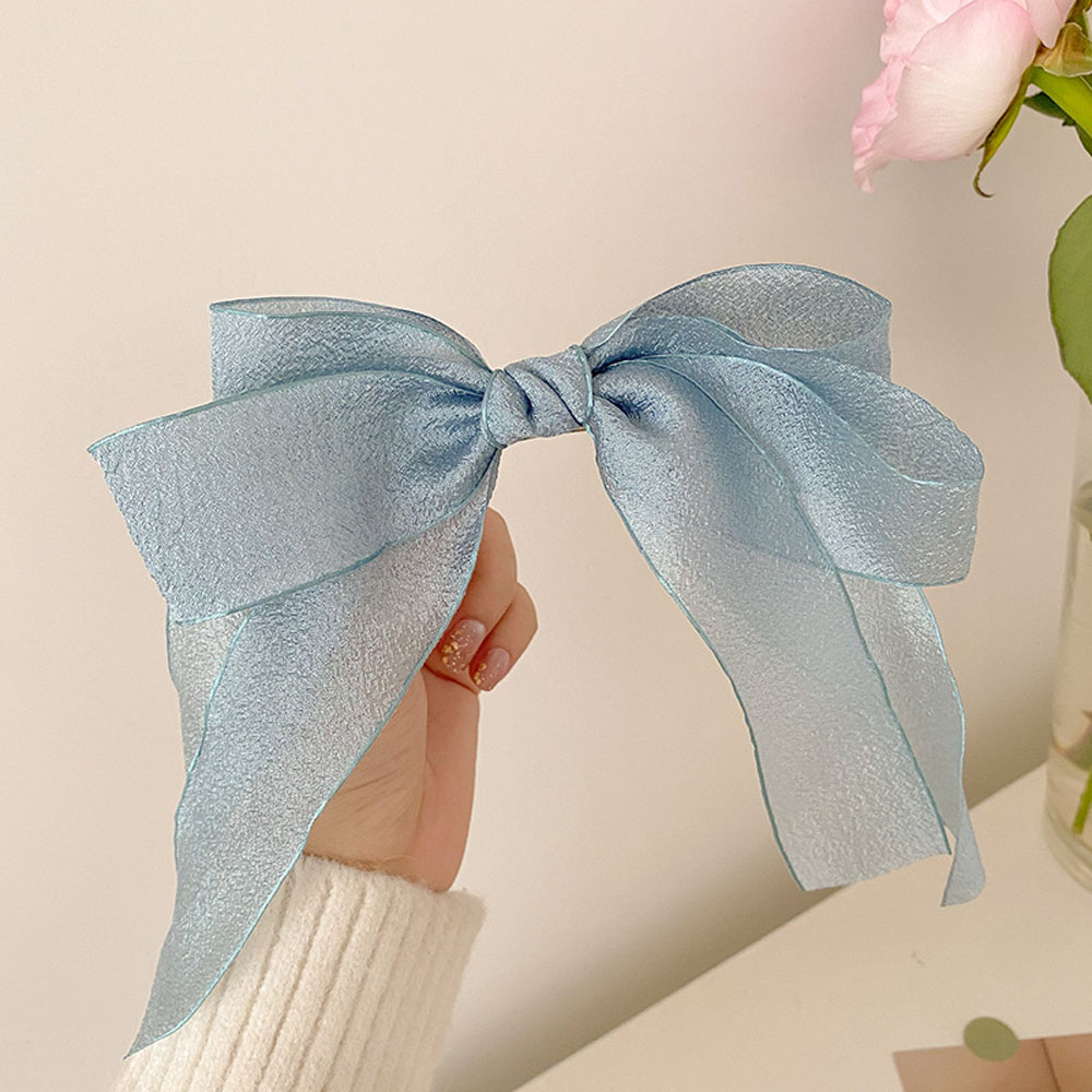 Kẹp tóc hình nơ phối ren thanh lịch dễ thương phong cách Hàn Quốc cho nữ