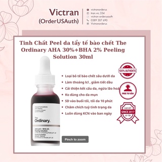 (Kèm Bill Us ảnh cuối) - Tẩy da chết hoá học The Ordinary AHA 30% + BHA 2% peeling solution 30ml bản Mỹ/ Canada