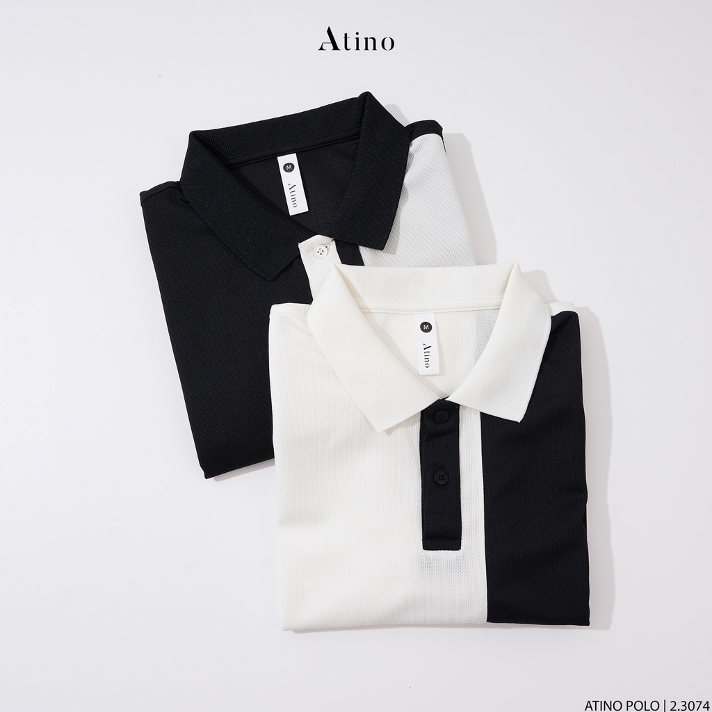 Áo Polo Nam CHALK ATINO phối sọc vải cá sấu Cotton cao cấp sang trọng lịch lãm chuẩn form PL2.3074