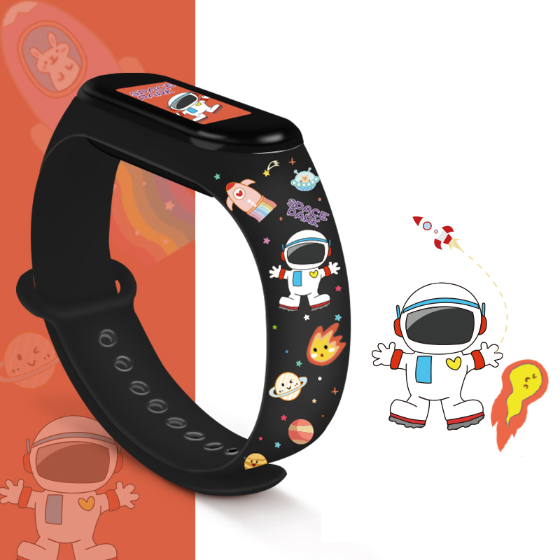 Dây đeo silicon mềm in họa tiết hoạt hình thay thế cho đồng hồ thông minh Xiaomi Mi Band 5 / 4 / 3 / 4 / 5