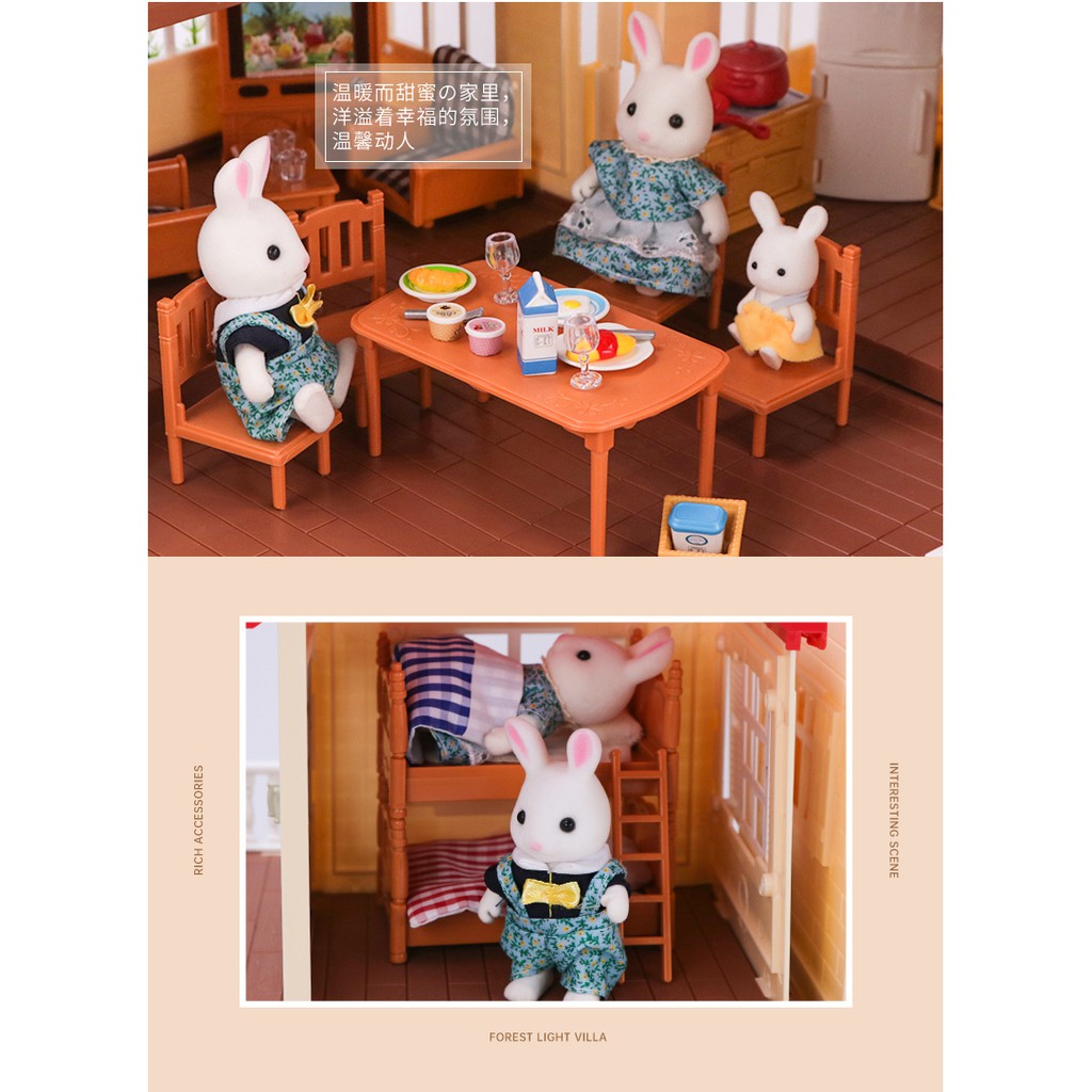 Set đồ chơi nội thất nhà ở búp bê thỏ mini phong cách Nhật Bản cho bé gái