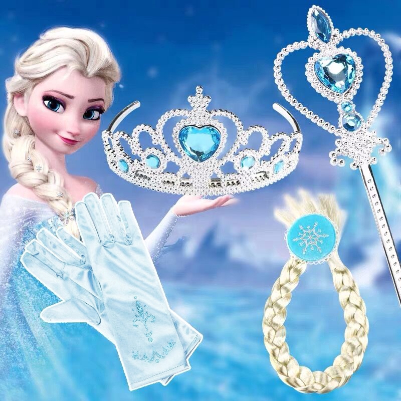 NNJXD Sẹt 4 phụ kiện hóa trang nhân vật công chúa Elsa dễ thương dành cho bé gái