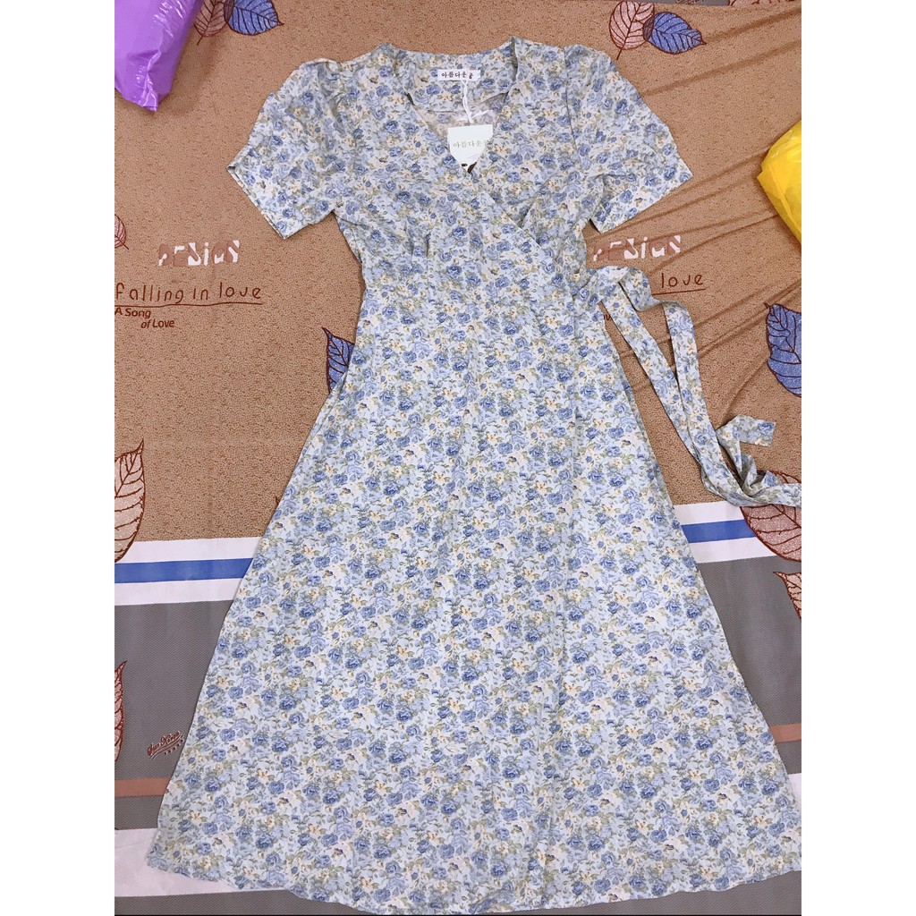 Đầm Hoa vạt chéo dáng dài Quảng Châu