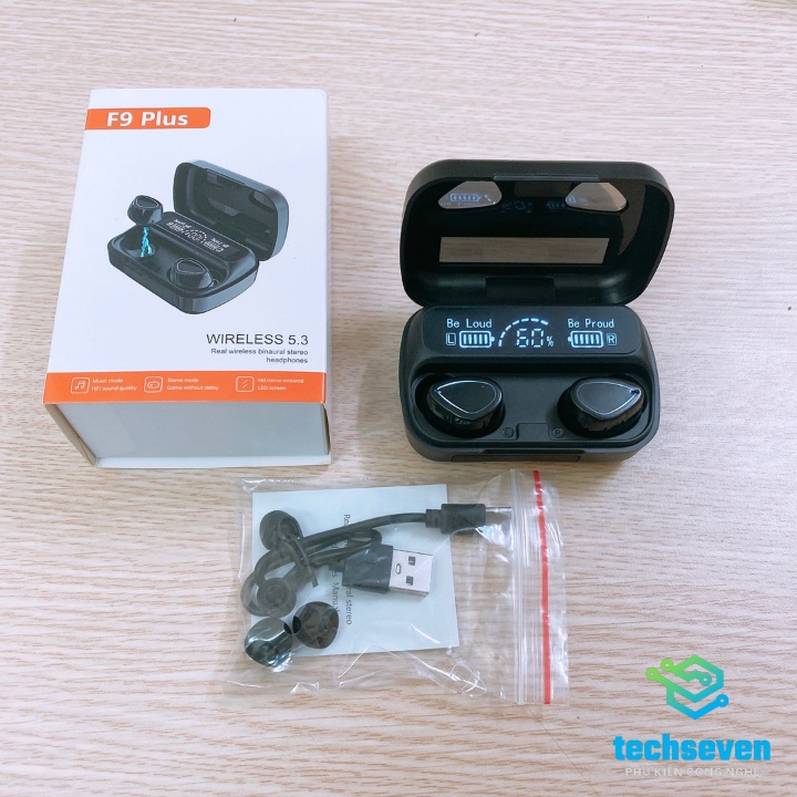 Tai Nghe Bluetooth True Wireless F9 PLUS  Bluetooth 5.3  , Pin Trâu 8h  Cảm Ứng Chạm kiêm sạc dự phòng