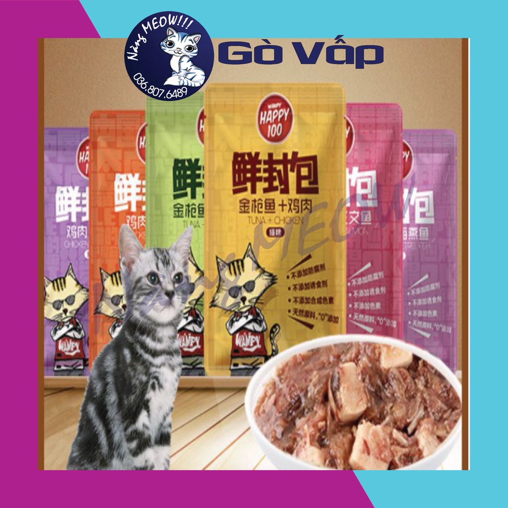 Pate Wanpy Happy100 Gói 70g, Thức ăn ướt, Pate dinh dưỡng cho mèo