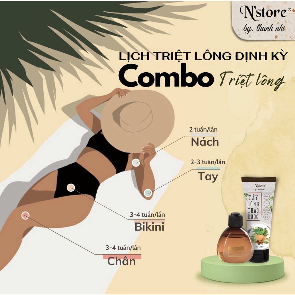 Combo Kem Tẩy Lông Triệt Lông Vĩnh Viễn Mỡ Trăn Nguyên Chất Triệt Lông N'store Triệt Sạch Bất Chất Mọi Loại Lông