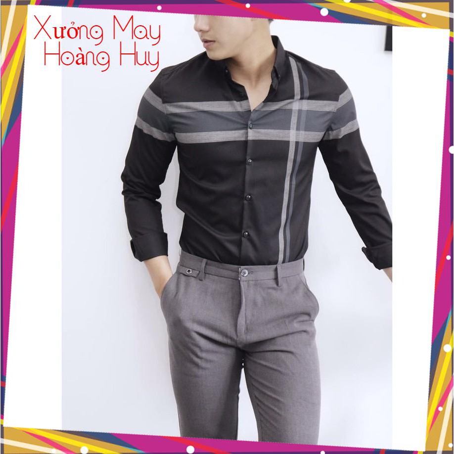_Giá Sỉ_Áo Sơ Mi Nam AM09T Sọc Dài Tay Phong Cách Hàn Quốc _Xưởng May Hoàng Huy | BigBuy360 - bigbuy360.vn