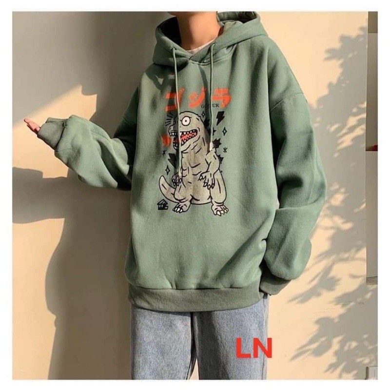 Áo hoodie khủng long tia sét đen LN11