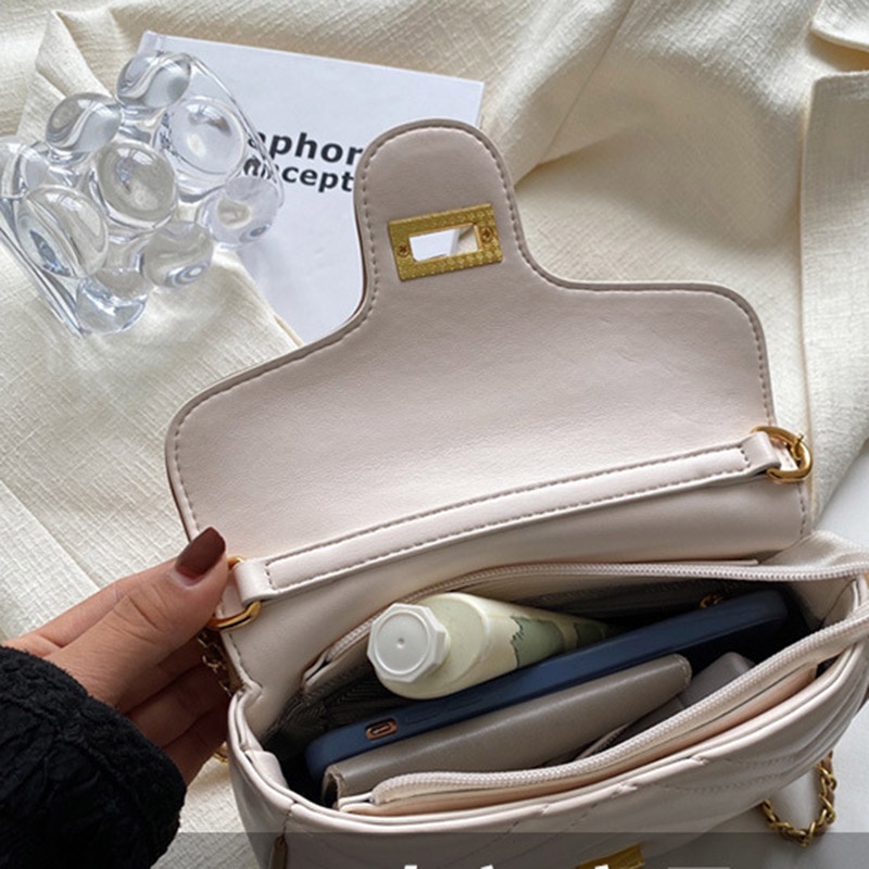 Túi Đeo Vai Dây Xích Họa Tiết Hình Thoi Thời Trang Cho Nữ