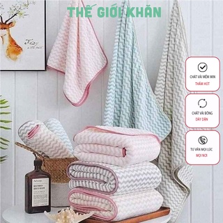 Combo 5 khăn tắm ks và 3 khăn  tắm siêu mềm kẻ, kt 70x140.