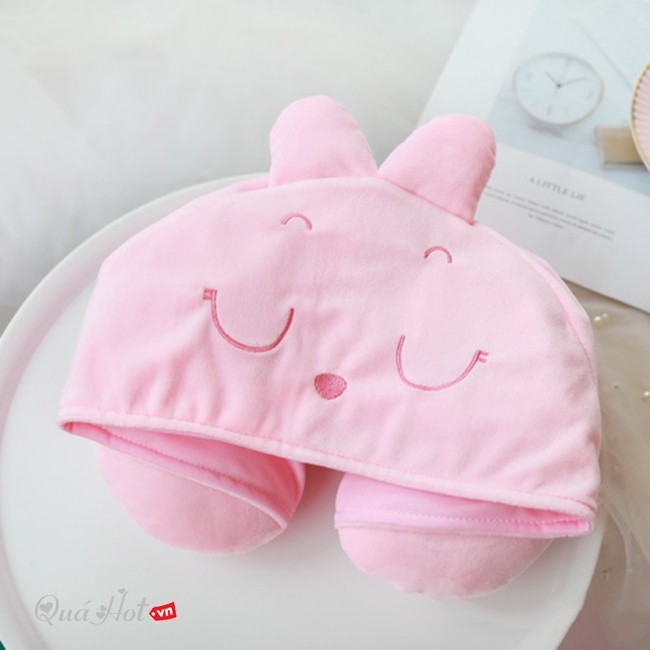 Gối Kê Cổ Chữ U Có Mũ Cute.