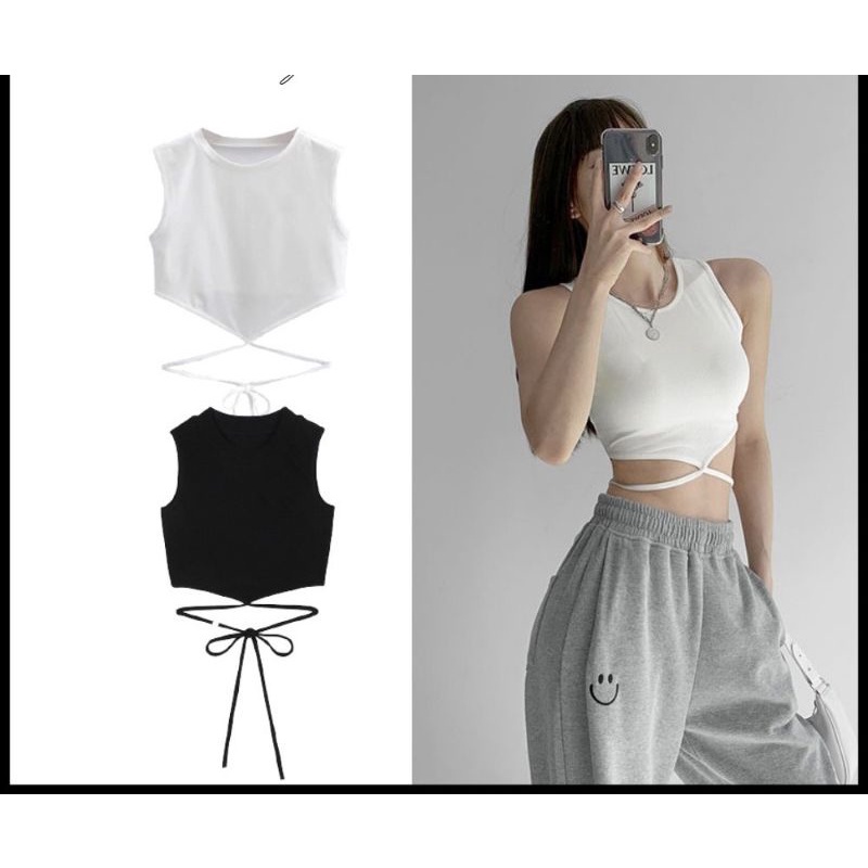 Áo BA LỖ DÂY QUẤN BỤNG A3 - Áo ba lỗ nữ trơn croptop