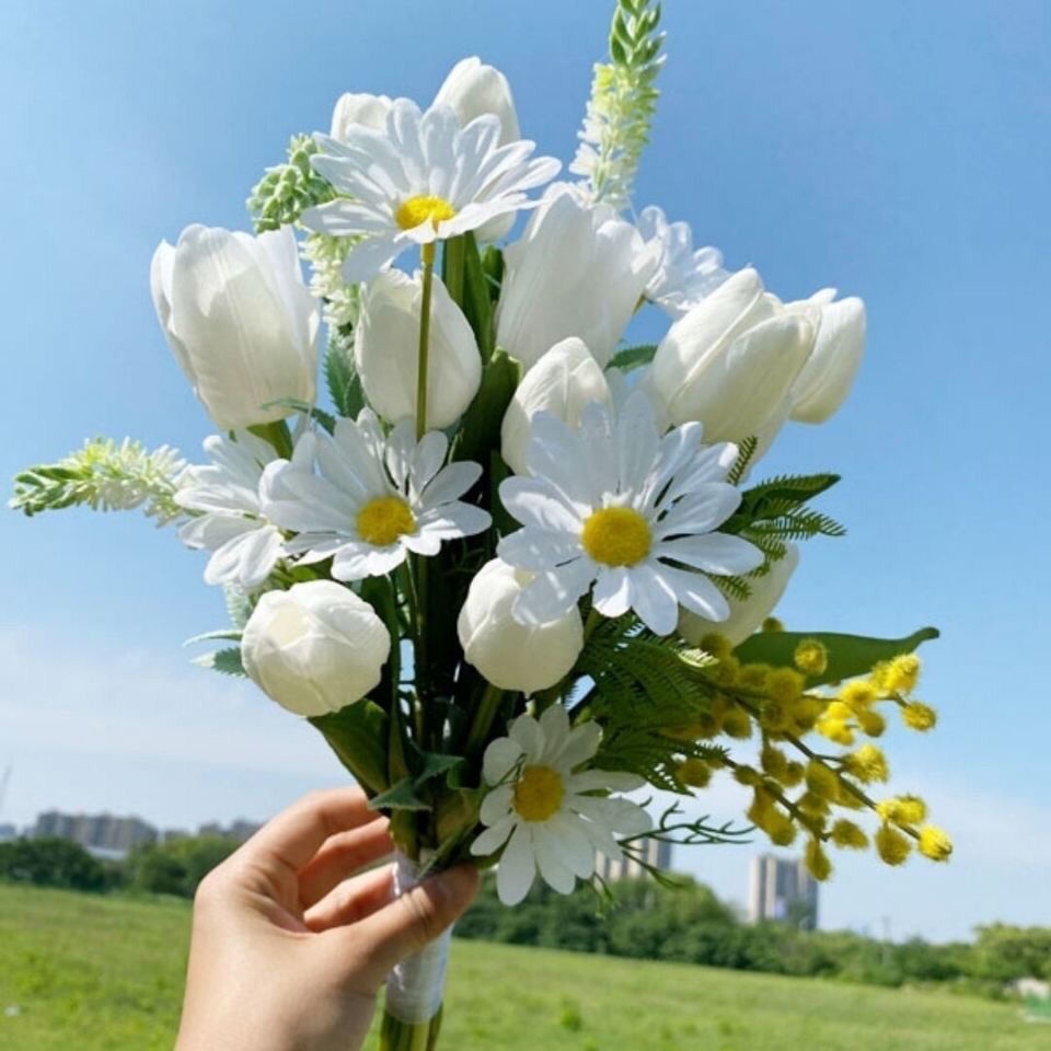 Bó Hoa Tulip Nhân Tạo Phong Cách Hàn Quốc Dùng Làm Phụ Kiện Chụp Ảnh Cưới/Trang Trí Nhà Cửa