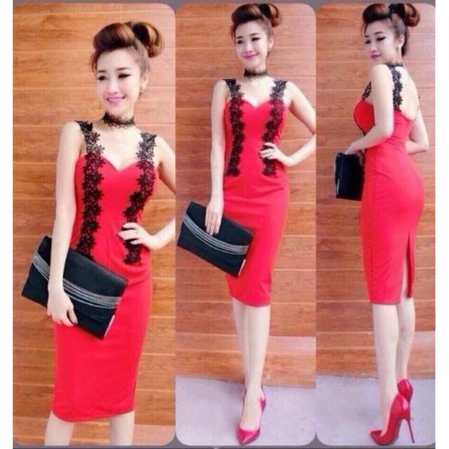 Đầm body phối ren