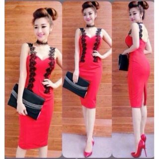 Đầm body phối ren