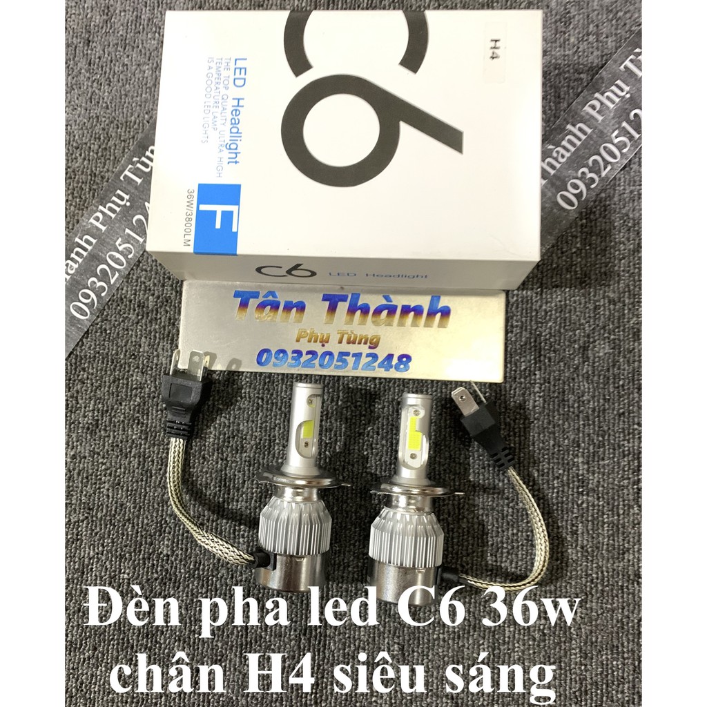 Bộ 2 Đèn pha led C6 36w chân H4 siêu sáng - Tân Thành