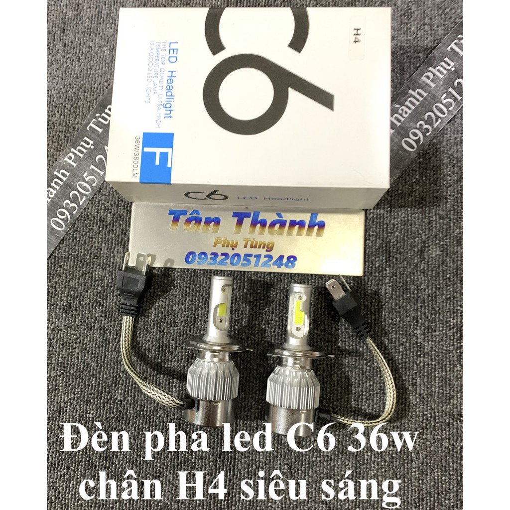 Bộ 2 Đèn pha led C6 36w chân H4 siêu sáng