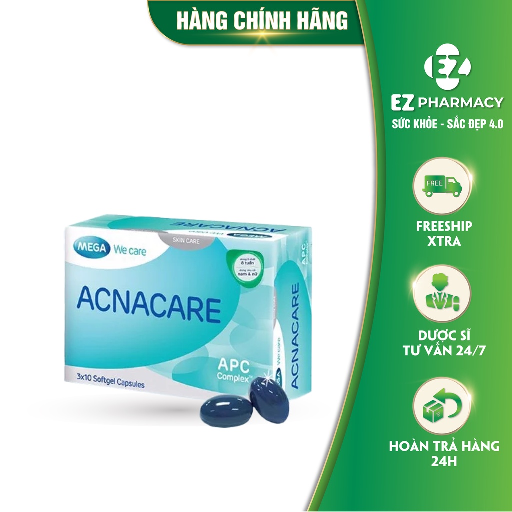 Viên Uống Acnacare Bổ sung kẽm hỗ trợ ngừa mụn, giảm tiết bã nhờn – Hộp 30 viên