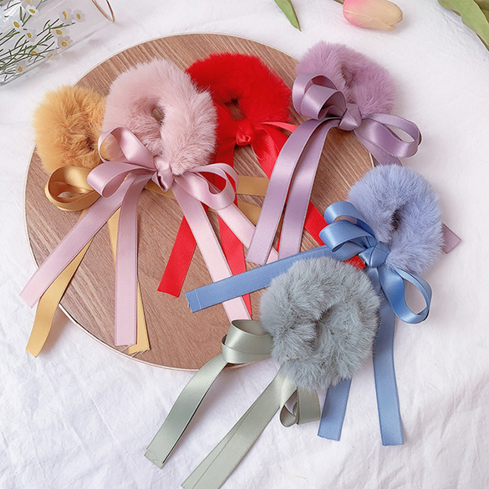 Dây Buộc Tóc Co Giãn Phối Lông Thời Trang Cho Nữ