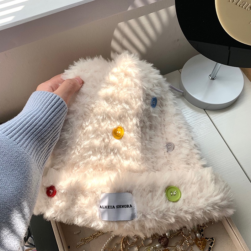 Mũ Bucket Chất Liệu Lông Giả Thời Trang Thu Đông Ấm Áp