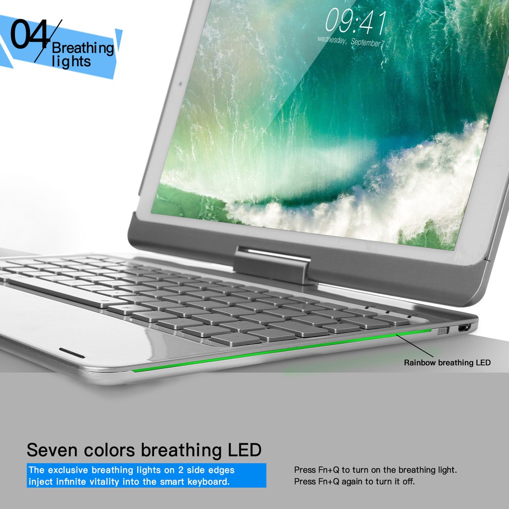 [ HÀNG NHẬP KHẨU] Bàn phím Bluetooth không dây cao cấp cho Ipad Pro 10.5 xoay 360 độ