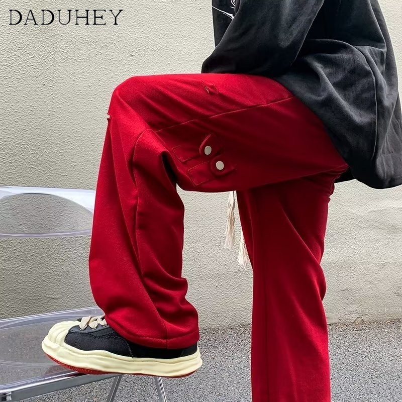 DaDuHey Men's 2022 American Style Loose Straight Casual Pants Autumn Vibe Fashion Brand Functional Overalls