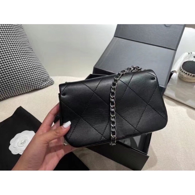 Túi Xách Cao Cấp Ô Trám Khoá Bạc Sz20cm