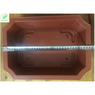 1 Chậu Nhựa Trồng Cây Mini Hình Chữ Nhật Màu Nâu Siêu Đẹp Kích Thước 350x255x90 - Sản xuất bởi NHỰA BÌNH THUẬN