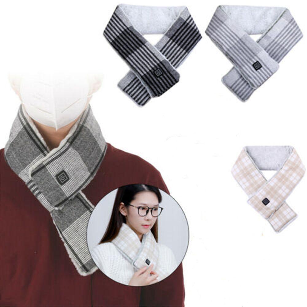 Khăn Choàng Cổ Lông Thỏ Giả Điều Khiển Nhiệt Độ Kèm Sạc USB Giữ Ấm Mùa Đông