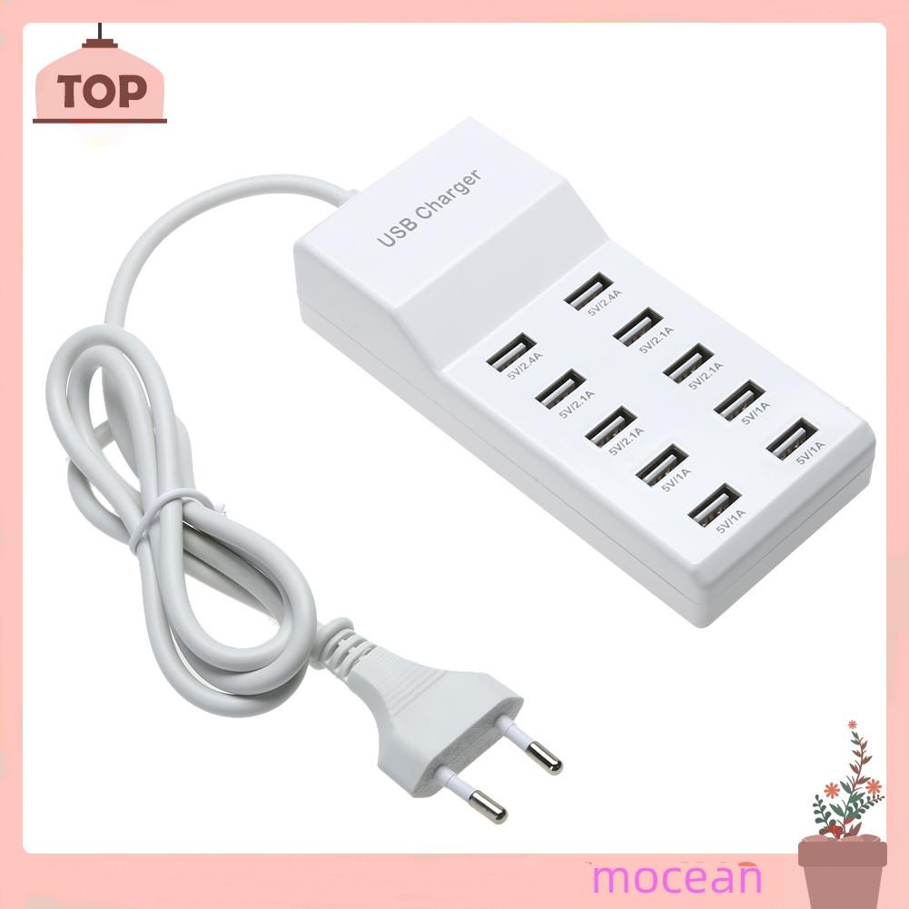 Mocean 10 Port USB Home Travel Wall AC Charger Fast Charge Power Strip Adapter