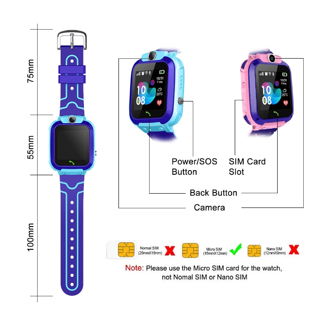 Smart Watch Waterproof GPS/LBS Tracker Touch Screen SOS Kids watch