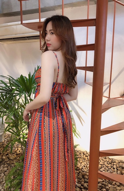 Đầm maxi 2 dây thổ cẩm đi biển bao xinh chất bao đẹp size M L Xl S | BigBuy360 - bigbuy360.vn