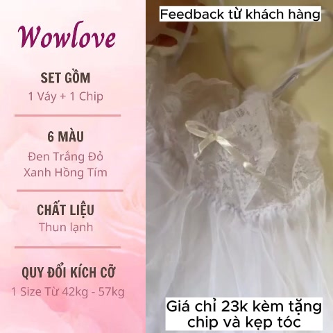 [Tặng 1 chip] Bộ đồ váy ngủ nữ sexy kiểu ren đuôi cá 2 dây xuyên thấu kèm quần lót lọt khe siêu gợi cảm, quyến rũ | BigBuy360 - bigbuy360.vn