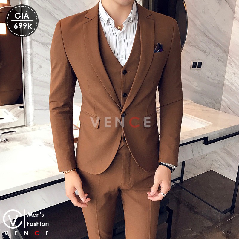 Vest nam cao cấp - form ôm body chất vải dày mịn co giãn nhẹ. Suit Nam Cao Cấp - TIANO STORE
