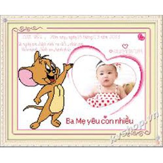 TRANH THÊU CHỮ THẬP KHUNG CON CHUỘT  - 222701 - 50*40CM.