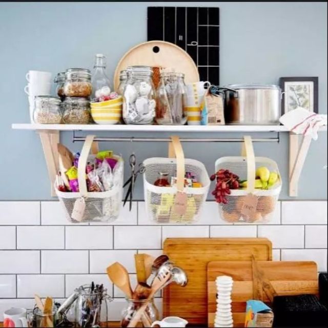 ✔️ Giỏ đựng đồ quai gỗ IKEA RISATORP