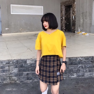 Chân váy caro vàng xinh
