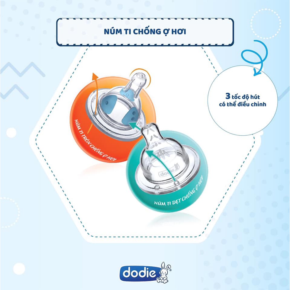 (Set 2) Núm Ti Giả Dành Cho Bé, Ti Tròn Đa Tốc Độ dành 0-6 Tháng Tuổi Dodie Dễ Thay Thế Cho Bé.