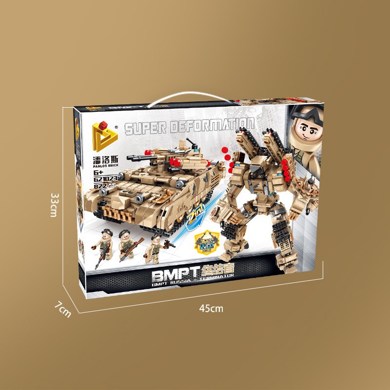 Đồ chơi Lắp Ráp Tank Biến Hình Robot - Panlos 621023 Tank Quân đội Nga - 822 mảnh ghép