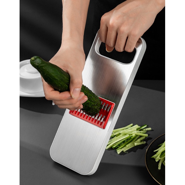 Dao nạo, dao bào rau củ quả đa năng màu đỏ 3 lưỡi, 6 lưỡi dao inox cao cấp CCKO - CK9574