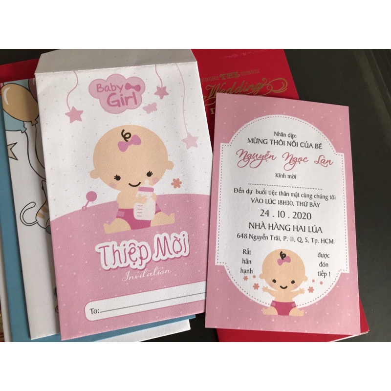 Thiệp bé Mèo cao cấp. in thông bé hoàn thiện.