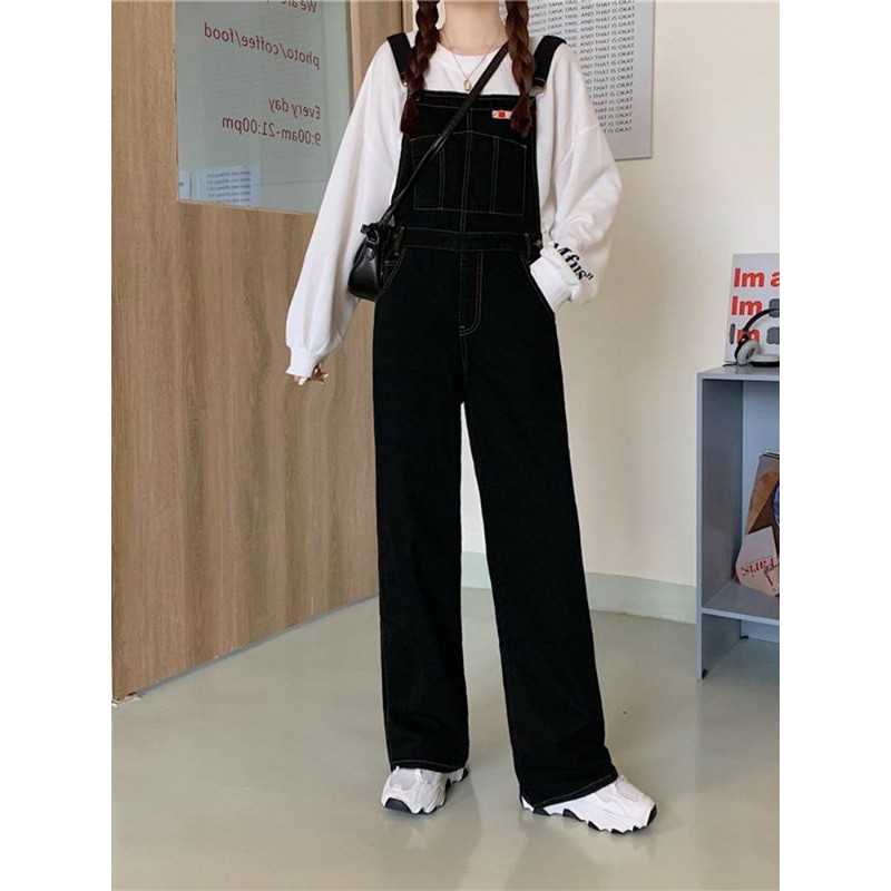 (Order 10 ngày)_ Y12 Quần Yếm Jeans Đen Cá Tính | BigBuy360 - bigbuy360.vn