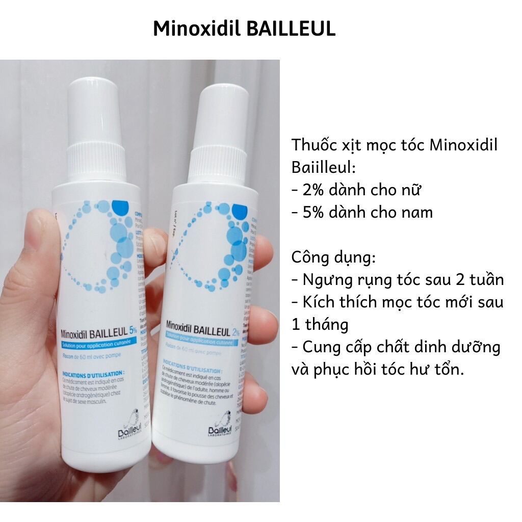 Xịt Mọc Tóc Minoxidil Bailleul 2% Ngăn Rụng Tóc Hộp 3 Lọ 60ml Kích Thích Mọc Tóc