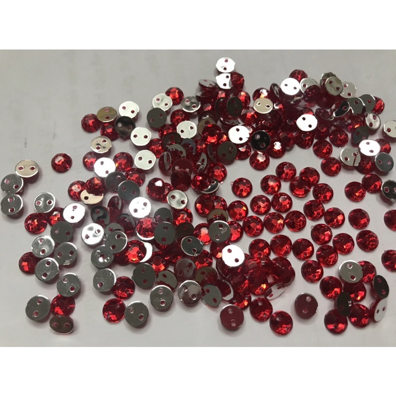 hạt nhựa giả đá hình bán Nguyệt 6mm dùng đính áo làm đồ handmade đều đẹp .