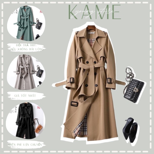 [Có Ảnh Thật + Video] Áo Khoác Măng Tô Dáng Dài 2 Lớp Kèm Đai Mã 589 Kame Young Store