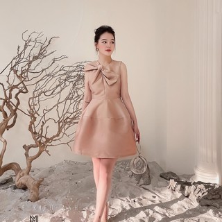 Váy  tacta xòe nơ cổ, đầm dự tiệc, đi ăn cưới siêu sang cho chị em, chất đứng phom  | MeiMei studio