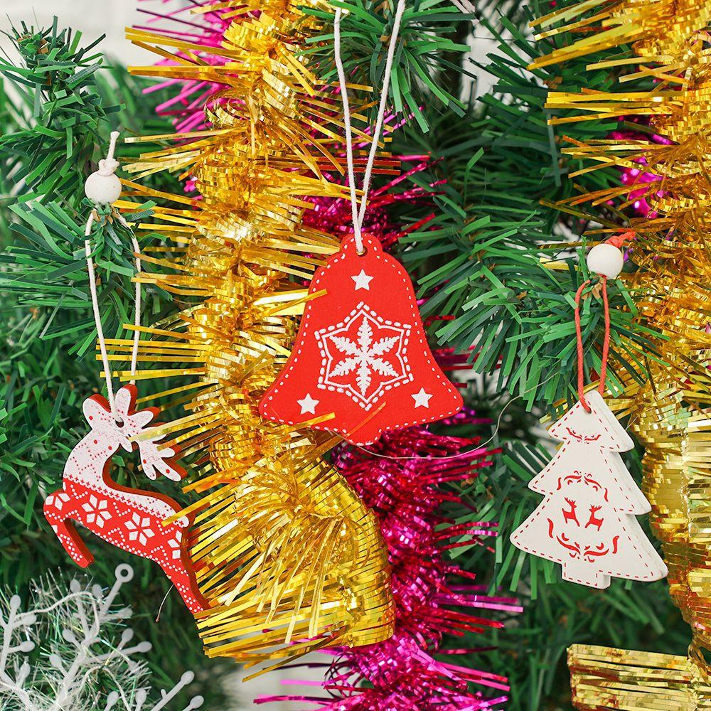 Set 24 12 Phụ Kiện Treo Trang Trí Giáng Sinh Bằng Gỗ DIY Mới 2022