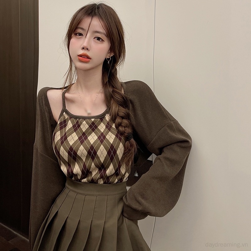Áo Dệt Kim Không Tay Phong Cách Hàn Quốc Thoáng Khí Cho Nữ