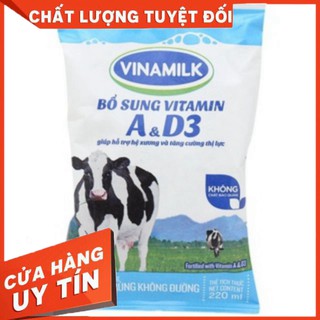 10 Túi sữa tươi Vinamilk Đ𝐀̉𝐌 𝐁𝐀̉𝐎 𝐂𝐇𝐀̂́𝐓 𝐋𝐔̛𝐎̛̣𝐍𝐆 không đường VÀ có đường 220ml