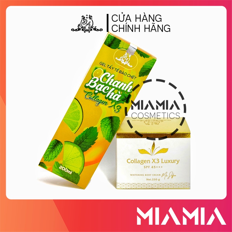 Combo Kem Body Luxury Collagen X3 và Gel Tẩy Tế Bào Chanh Bạc Hà chính hãng